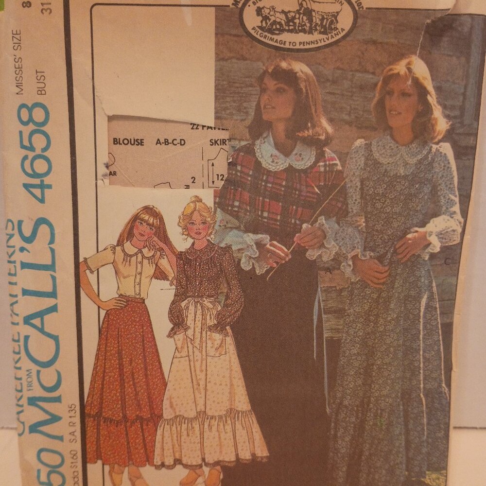 1975 McCall's Pattern Misses 8 #4658--"Bicentennial Wagon Train Pilgrimage" CUT